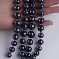Perles de culture d'eau douce noires Edison de forme ronde de 12-16 mm avec perles baroques huilées, brins courts de 18 cm