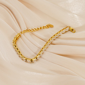 ZOGXIN Tennis Bracelet Gold Colorful Square Zircon Channel Setting Party Jewelry - Product Image 3
