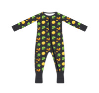 Combinaison bébé JAYE en bambou, adorable imprimé ours et étoiles, fermeture éclair, avec pieds, unisexe.