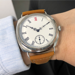 47mm 22mm Large Diameter ST3621 <strong>Automatic</strong> Mechanical <strong>Watch</strong> ETA6498 Luminous Glass Leather Vintage Sword Red Luck White Men's - Product Image 6