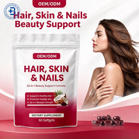 Capsules molles de collagène multi-vitamines OEM, peptides de collagène, biotine à base de plantes, croissance naturelle des cheveux, blanchiment de la peau, gélules molles de biotine et collagène
