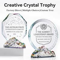 Nouveau trophée octogonal en cristal avec base montagne irisée 3D – Récompense pour événements sportifs et reconnaissance d'entreprise