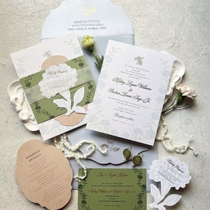 Tarjeta de felicitación de papel estucado de lujo con estampado de vainilla, personalizada, impresa en offset, para eventos de boda, con forro y estampado de lámina de lujo en cartón artístico. - Product Image 3