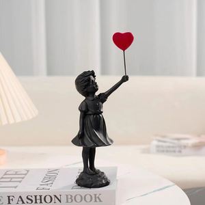 Thanksgiving Flying <b>Balloon</b> Girl Statue Resin Sculpture Craft Decoration Modern Art - Product Image 1