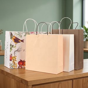 Fashion <b>Paper</b> Gift <b>Bags</b> With Floral Bird Design Eco-Friendly Handles For Present Packaging - Product Image 3