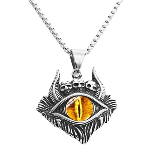 MECYLIFE Collar con Colgante Gótico <span class=keywords><strong>de</strong></span> Calavera <span class=keywords><strong>de</strong></span> Acero Inoxidable con Ojo Turco <span class=keywords><strong>de</strong></span> Protección, Ojo <span class=keywords><strong>de</strong></span> Piedra Colorida y Cuerno <span class=keywords><strong>de</strong></span> Satán - Product Image 5