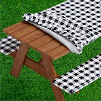 Bancs de table pliants d'extérieur imperméables imprimés sur mesure en gros 3pcs Set Striped Nonwoven Camping Picnic Nappe Cover