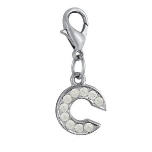 Ciondolo a forma di lettera C in cristallo con strass per la creazione di gioielli e accessori - Product Image 1