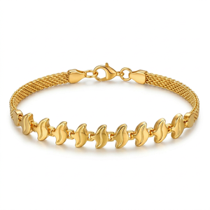 Pulsera Divyoro con Eslabones Ondulados Chapados en Oro, Diseño de Cadena Étnica Clásica, Unisex, para Uso Diario, Fiestas, Bodas, Compromisos, Regalo - Product Image 1