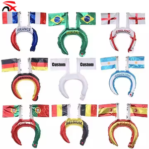 Hannuo Popular Party Promotion Soccer Match Fans Cheer Mini Flag Hair Headband American Canada Mexico Flag Foil Ballon for 2026