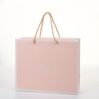 Sac cadeau en carton blanc simple et tendance, estampé à chaud, pour sacs à main et vêtements, emballage shopping rose