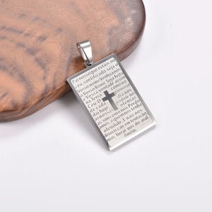 Collier de prière biblique portugais, <span class=keywords><strong>croix</strong></span> en acier inoxydable, amulette religieuse, chaîne, breloque, bijoux chrétiens hip-hop pour hommes et femmes - Product Image 5