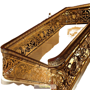 درابزين درج نحاسي بتصميم أوروبي راقٍ، سياج زخرفي متعدد الاستخدامات للشرفات والأسطح والفيلات والأرضيات والفنادق - Product Image 1