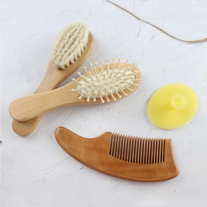 Eco Friendly Custom Natural <strong>Soft</strong> Goat <strong>Bristles</strong> Baby <strong>Hair</strong> <strong>Brush</strong> for Newborn Wooden Baby <strong>Brush</strong> and Comb Set - Product Image 5
