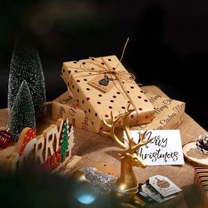 Fábrica al por mayor 80g Navidad personalizado papel de regalo de lujo 43*300cm papel de regalo para embalaje - Product Image 1