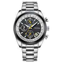 Montre à quartz multifonction pour homme de luxe, vente chaude, bracelet en acier inoxydable, sport, caractéristiques liées aux affaires, mode décontractée, cristal