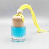 Diffuseur de parfum pour voiture suspendu de 9 ml avec bouchon en bois et corde, flacon rond, désodorisant, pulvérisateur à pompe, type scellé