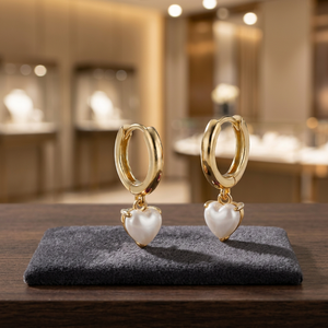 Pendientes de Aro Colgantes de Plata de Ley 925 con Baño de Oro de 18K y Perlas en Forma de Corazón, Modernos, para Mujer, Joyería para Bodas y Fiestas - Product Image 3