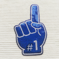 Patch thermocollant personnalisé en chenille brodée avec paillettes et sequins pour vêtements, motif 'Sports Large Finger 1'