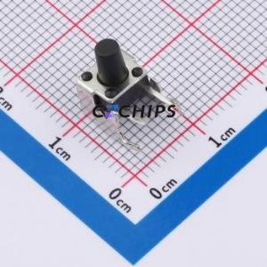 TS6685ZJ 022 Tactile Switch Bent Lead Through Hole-4P,7.3x6.1mm Single Pole Single Throw Round Button 2.5N Right Angle Insert - Product Image 1