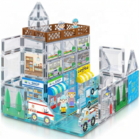 Ensemble de construction magnétique en verre tendance pour hôpital urbain avec 8 véhicules et figurines, jouet éducatif pour les 2-3 ans