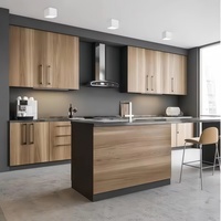 Armoires de cuisine de luxe avec portes et tiroirs à fermeture douce, ensembles complets, armoires de cuisine modernes en teck pour villas