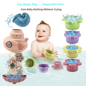 <span class=keywords><strong>Jouet</strong></span> de <span class=keywords><strong>bain</strong></span> en plastique pour enfants, conque et <span class=keywords><strong>sous</strong></span>-<span class=keywords><strong>marin</strong></span> rotatifs, gobelets empilables sur le thème de l'océan, jouets pour bébés de 5 à 7 ans - Product Image 1