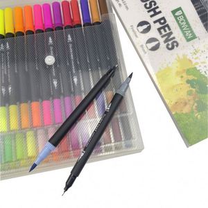 Ensemble de 100 marqueurs de dessin à double pointe, pointe fine et pinceau, avec logo personnalisé - Product Image 2