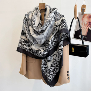 Модный квадратный шарф на заказ, дизайнерский летний платок с цветочным принтом, 130*130 шарф, квадратный шарф для женщин - Product Image 1