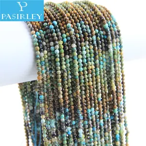 Pasirey Natural 3.0mm Faceted Round Turquoise Stone Beads Wholesale Loose Natural Stone Diy Faceted Beads