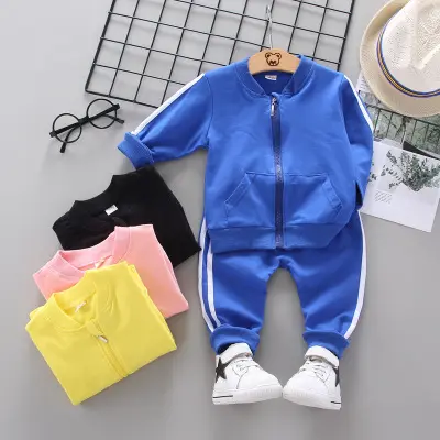 2021 Cotton Fabric Tracksuit / New Children Full Tracksuit Jogging / Kids Girls Boys Plain Tracksuit