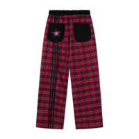 Pantalon de survêtement à carreaux personnalisé pour homme, style Y2K, avec applique étoile, coupe large, streetwear décontracté