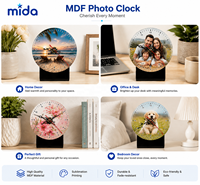 Reloj con Imagen Personalizada de Forma Redonda, Marco de Fotos de Madera MDF Sublimable, Regalo para Decoración del Hogar