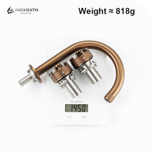 Rubinetto da <span class=keywords><strong>Bagno</strong></span> di Lusso con Maniglia Zigrinata Placcata in Giada, 3 Fori, in Acciaio Inox SUS304 e Ceramica, <span class=keywords><strong>Miscelatore</strong></span> Caldo/Freddo a Incasso - Product Image 4