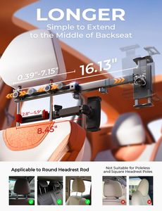 Soporte para Teléfono Móvil para Asiento Trasero de Coche LISEN con Brazo Extensible Largo para Pantalla Universal de 4 a 13 Pulgadas, Accesorio Interior para Automóvil - Product Image 4