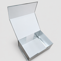 Boîte cadeau de luxe pour électronique, style livre magnétique argenté métallisé, logo personnalisé, carton gris, OEM ODM, vente en gros directe d'usine