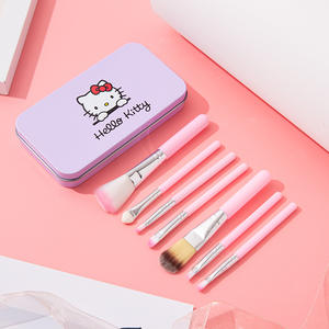 Logo personnalisé prix usine prix 7 pièces <span class=keywords><strong>Hello</strong></span> Mini <span class=keywords><strong>Kitty</strong></span> voyage ensemble de pinceaux pour le maquillage dans une boîte en fer blanc utilisation yeux et visage en gros - Product Image 6