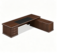 Bureau de direction moderne en forme de L, grand bureau en MDF pour manager avec armoire latérale pliable et tiroirs pour mobilier de bureau