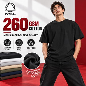 T-shirt nera in cotone 260 GSM con silhouette squadrata per tutti i giorni, ideale per designer indipendenti e acquirenti di abbigliamento commerciale. - Product Image 1