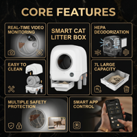 Litière automatique intelligente autonettoyante en plastique 72L pour chats, certifiée FCC, facile à nettoyer, application Tuya Smart, vente en gros OEM