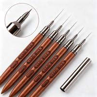 Pinceaux à ongles en nylon plissé avec manches en bois de santal de qualité supérieure, ensemble de pinceaux ovales plats de luxe pour gel, outils de manucure en acrylique pour salon