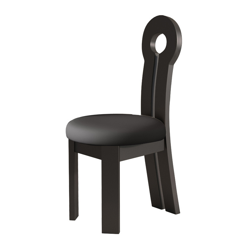 Chaise clé en cuir noir avec cadre noir