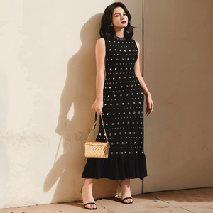 <span class=keywords><strong>Abito</strong></span> <span class=keywords><strong>Lungo</strong></span> da Donna <span class=keywords><strong>Nero</strong></span> a Sirena Senza Maniche in Maglia di Alta Qualità 2026 - Abiti a Coda di Pesce all'Ingrosso per Donna - Product Image 1