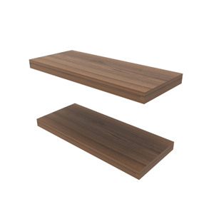 Iva Floating Shelf In Melamine Natural Walnut 2 Pack <b>Wall</b> <b>Display</b> Shelves - Product Image 4