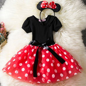 Halloween Cosplay <strong>Clothing</strong> Set Polka Dot Fluffy Skirt <strong>Mouse</strong> Ear Headband <strong>Minnie</strong> Costume Kids 1-6Year DISN-004 - Product Image 3