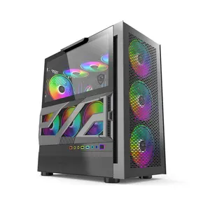 New Design Full Tower Gaming Computer Case Water Cooling Fans PC Tempered Glass Aluminum USB Ports ATX Computer Case