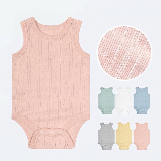 Factory Wholesale/OEM Baby Romper Summer Outfit Onesie Solid-Color Infant Clothing Girls Bodysuit Cotton Sleeveless Pullover