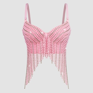 Corsé de Alta Gama con Diseño de Espina de Pescado, Adornado con Cuentas y Borlas, Top sin Tirantes, Ropa de Mujer, Sujetador con Incrustaciones de Diamantes - Product Image 4