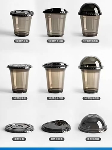 Bicchiere in Plastica per Alimenti Personalizzato in Piccole Serie, 360/400/500ml, Nero, per Caffè e Tè al Latte, con Coperchio, Diametro 90mm - Product Image 3