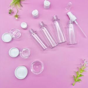 <b>Travel</b> Sized Cosmetic PET <b>Bottles</b> 7 Piece <b>Set</b> With Spray Dispenser For Skin Care - Product Image 2
